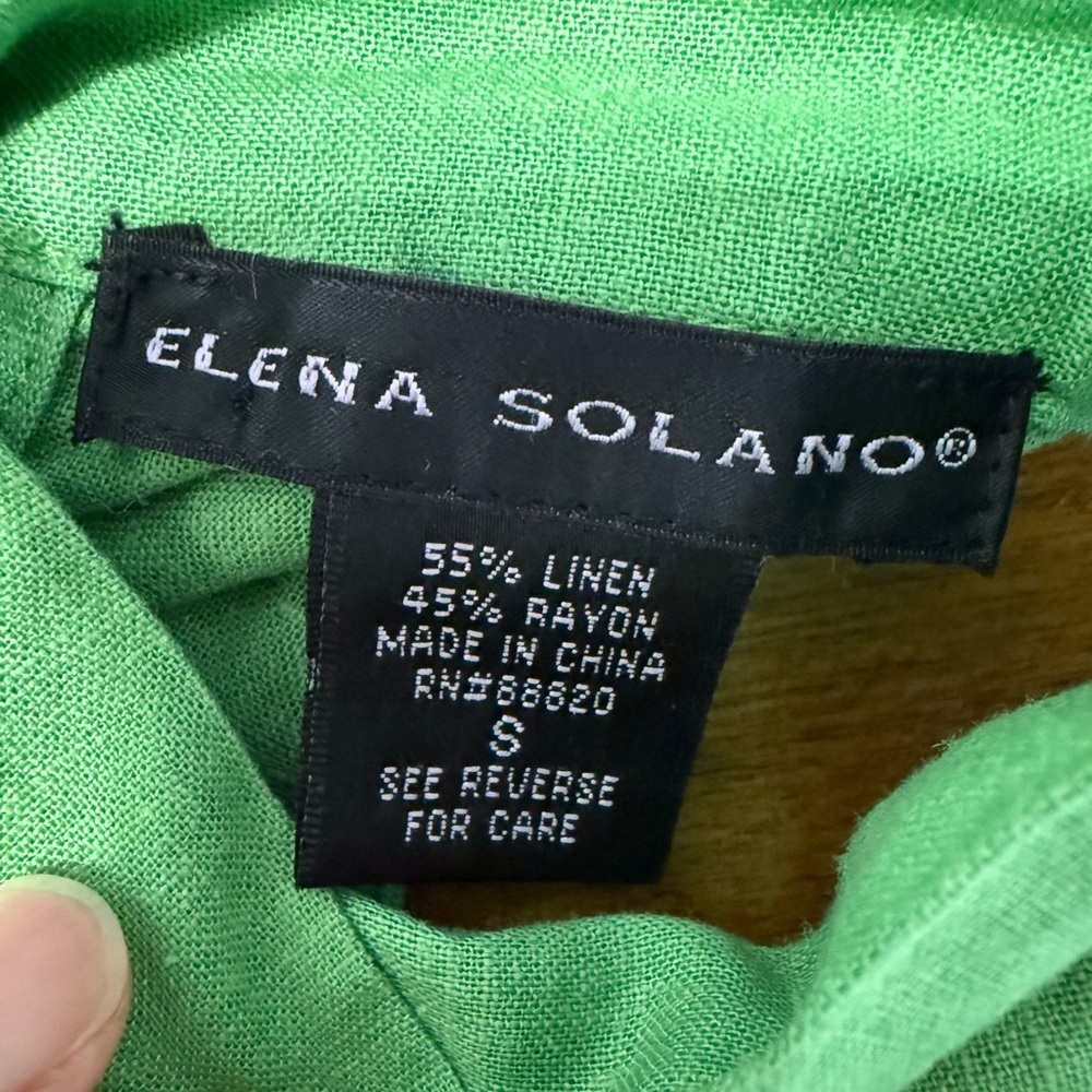 Elena Solano Vibrant Green Linen Blend Top - Picture 7 of 7